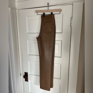 Aritzia brown faux leather pants